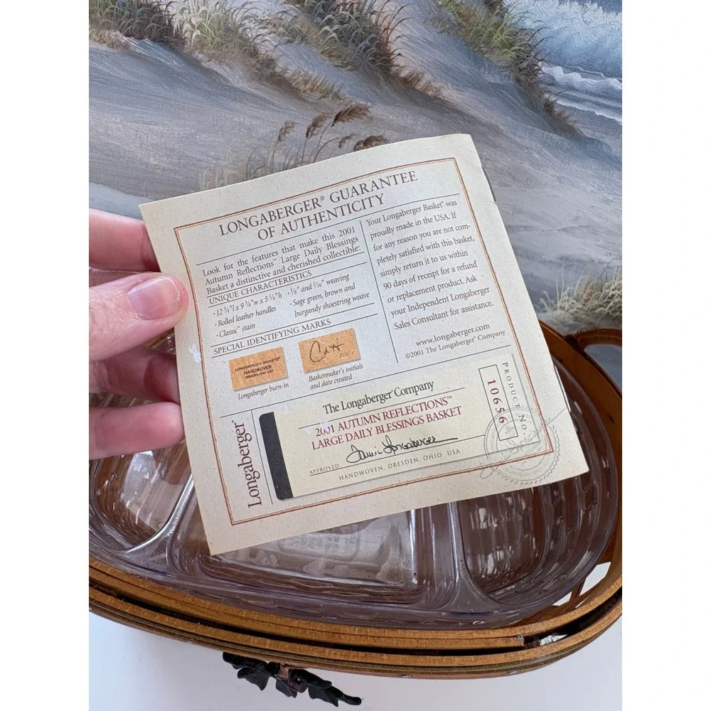 Longaberger 2001 Autumn Reflections Large Daily Blessings Basket with Protector